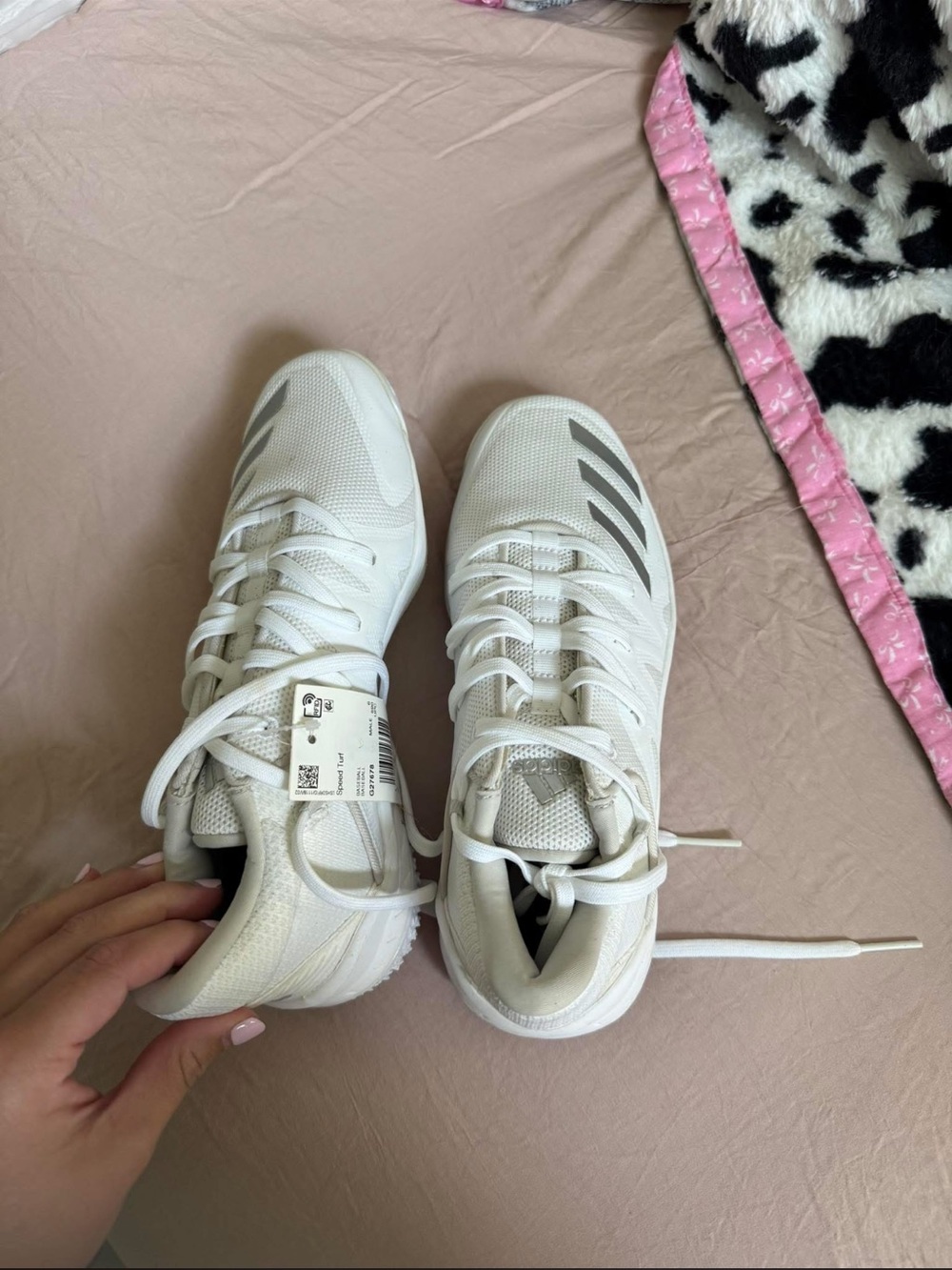 adidas Women’s White Athletic Sneakers with Silver Stripes
